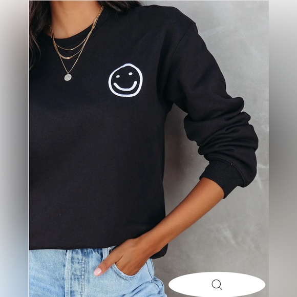 Vici Tops - NWT Vici Happy Times Smiley Face Black Pullover Sweatshirt XS